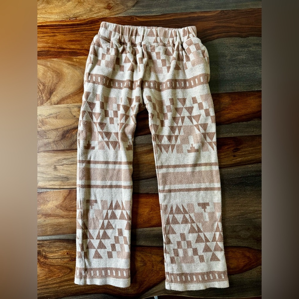 Faherty Kids Geometric Joggers - Beige and Brown